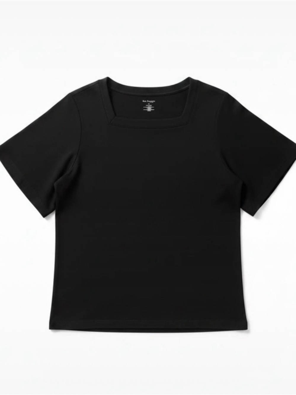 Kim Rogers Black Square-Neck Short Sleeve Top